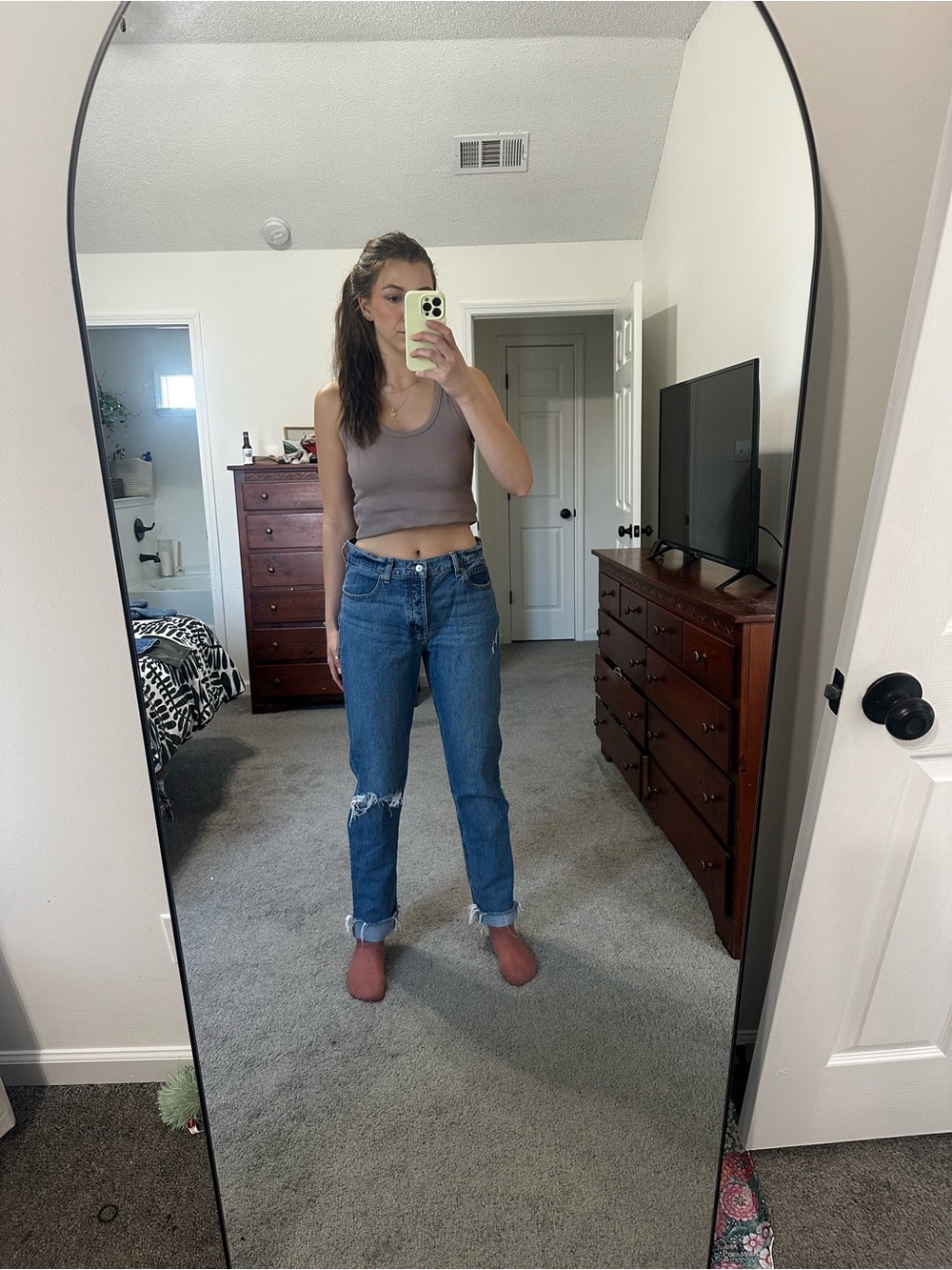 Old Navy Blue Boyfriend Jeans with Cuffed Hem